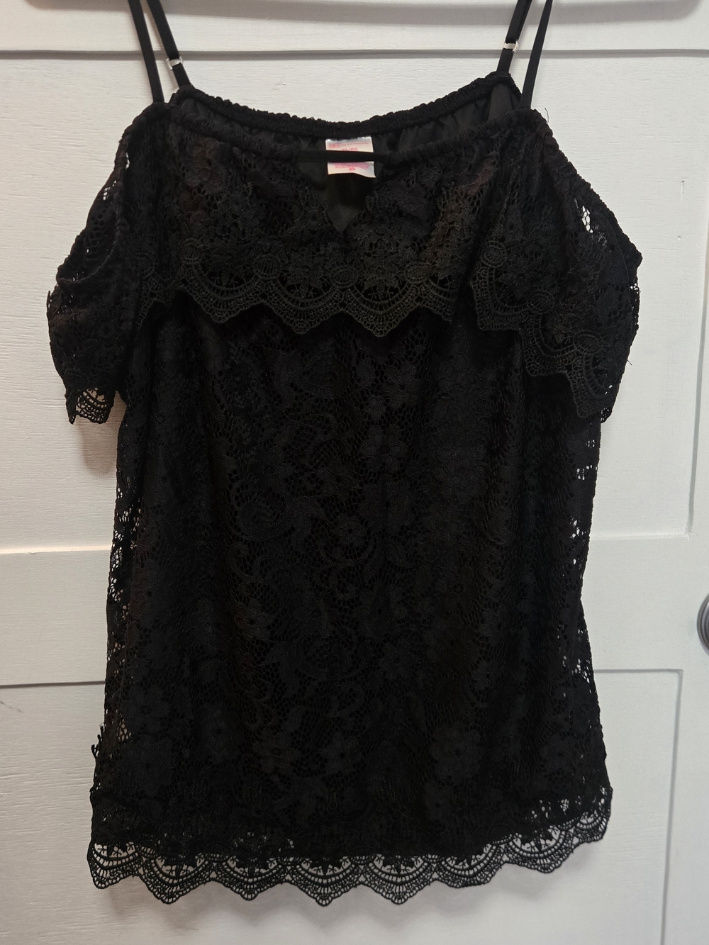 Xhilaration Black Lace Off-Shoulder Top